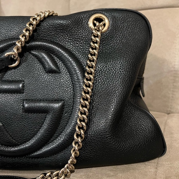 Gucci Soho Chain Zip Shoulder Bag Leather Large - Picture 2 of 13